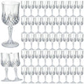 7OZ Plastic Wine Glasses, 48Pcs Clear Reusable Drinking Cups Vintage Champagne Flutes, Plastic Crystal Water Goblets for Parties Stemmed Shatterproof Drinking Glasses for Wedding, Toasting Party