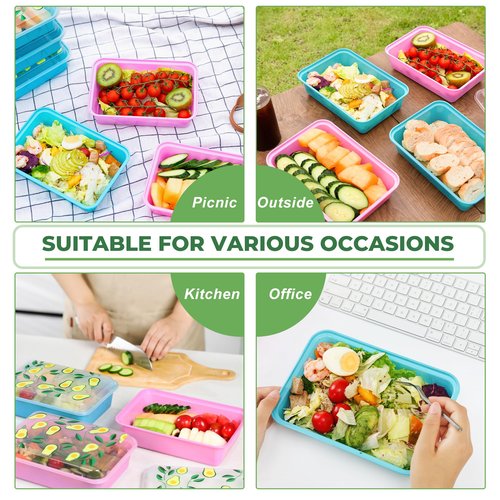 Moiturti 10 Pack 42 oz Meal Prep Containers, Reusable Plastic Food Prep Storage Containers with Printed Lids, Stackable, Leakproof, Microwave & Freezer & Dishwasher Safe,To Go Take Out Box, Avocado