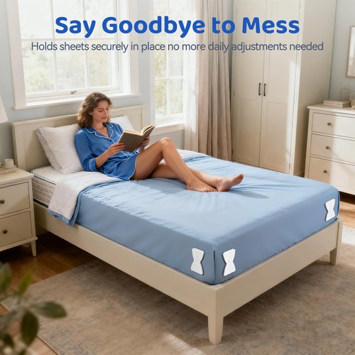 WISHBAY Fitted Sheet Holder for Corners Upgrade Bed Sheet Grippers Dual-Side Lock Design, 4Pcs Bed Sheet Holders Heavy Duty Sheet Clips Fitted All Mattress Sizes, Lock Sheet Holders Keep Firm