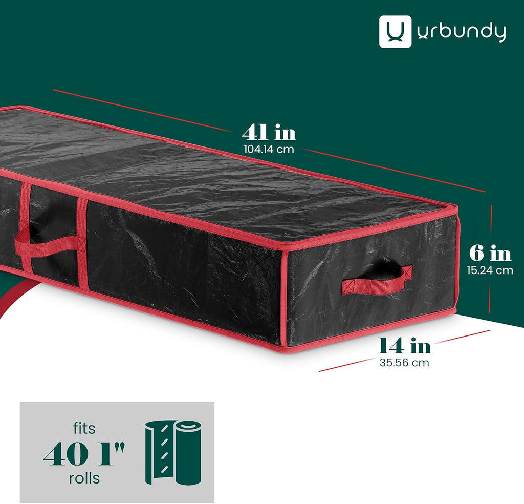 Skiennix Heavy Duty Wrapping Paper Organizer - Black Storage Bag for Gift Bags & Decorations