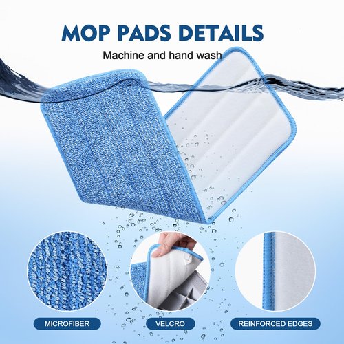 MABUBU 3 Pack Microfiber Mop Pads, Mop Replacement Pads Refills Floor Spray Mop Pads Wet Moping Pads Refill Reusable Pads Suitable for All Spray Mops Cleaning