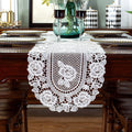 auons White Crochet Lace Table Runner Peony Floral Embroidered Table Dresser Scarf Rustic Table Decor for Home Wedding Bridal Shower Baby Shower Party, 12 x 72 Inch