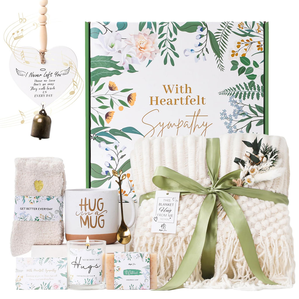 Sympathy Gifts for Loss of Loved One Care Package for Women Sympathy Gift Baskets Bereavement Miscarriage Grief Condolences Gifts for Mother Friend Sorry for Your Loss Basket with Memorial Wind Chimes