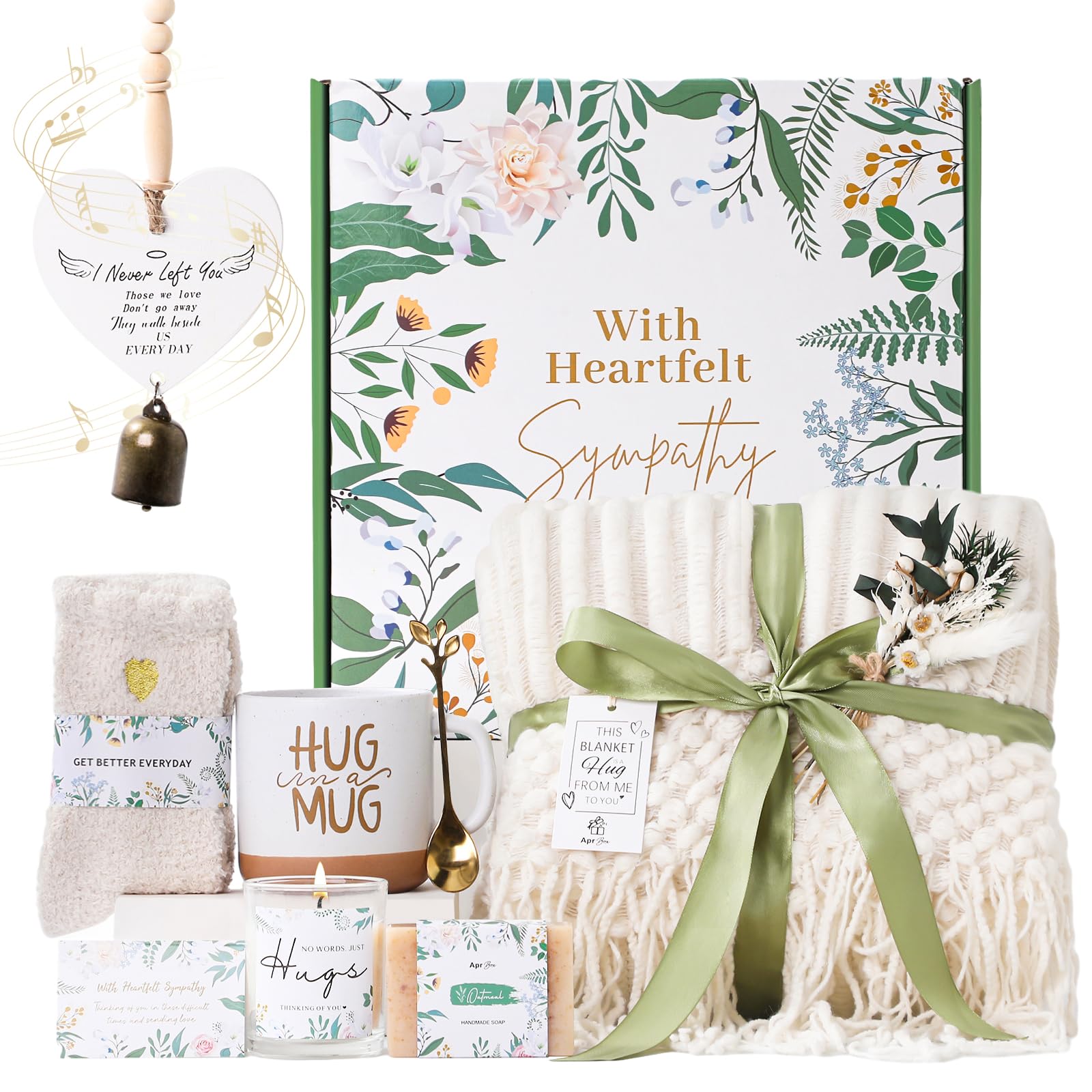 Sympathy Gifts for Loss of Loved One Care Package for Women Sympathy Gift Baskets Bereavement Miscarriage Grief Condolences Gifts for Mother Friend Sorry for Your Loss Basket with Memorial Wind Chimes