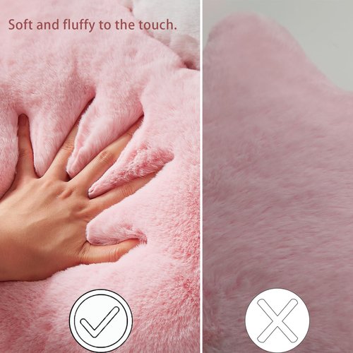 YRXRUS Star Pillows, Light Pink Star Shaped Pillow, Decorative Throw Pillow Gifts, Cute Plush Room Decor, Fluffy Faux Rabbit Fur 14"x14"Pillows for Living Bedroom
