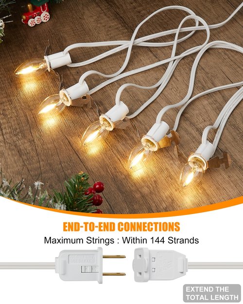 Brightown Accessory Cord with 5 LED Light Bulbs - 11ft Cord with On/Off Switch for Night Lights, Halloween Pumpkin, Blow Mold, Christmas Village House, Holiday Ceramic Trees, Christmas Decoration