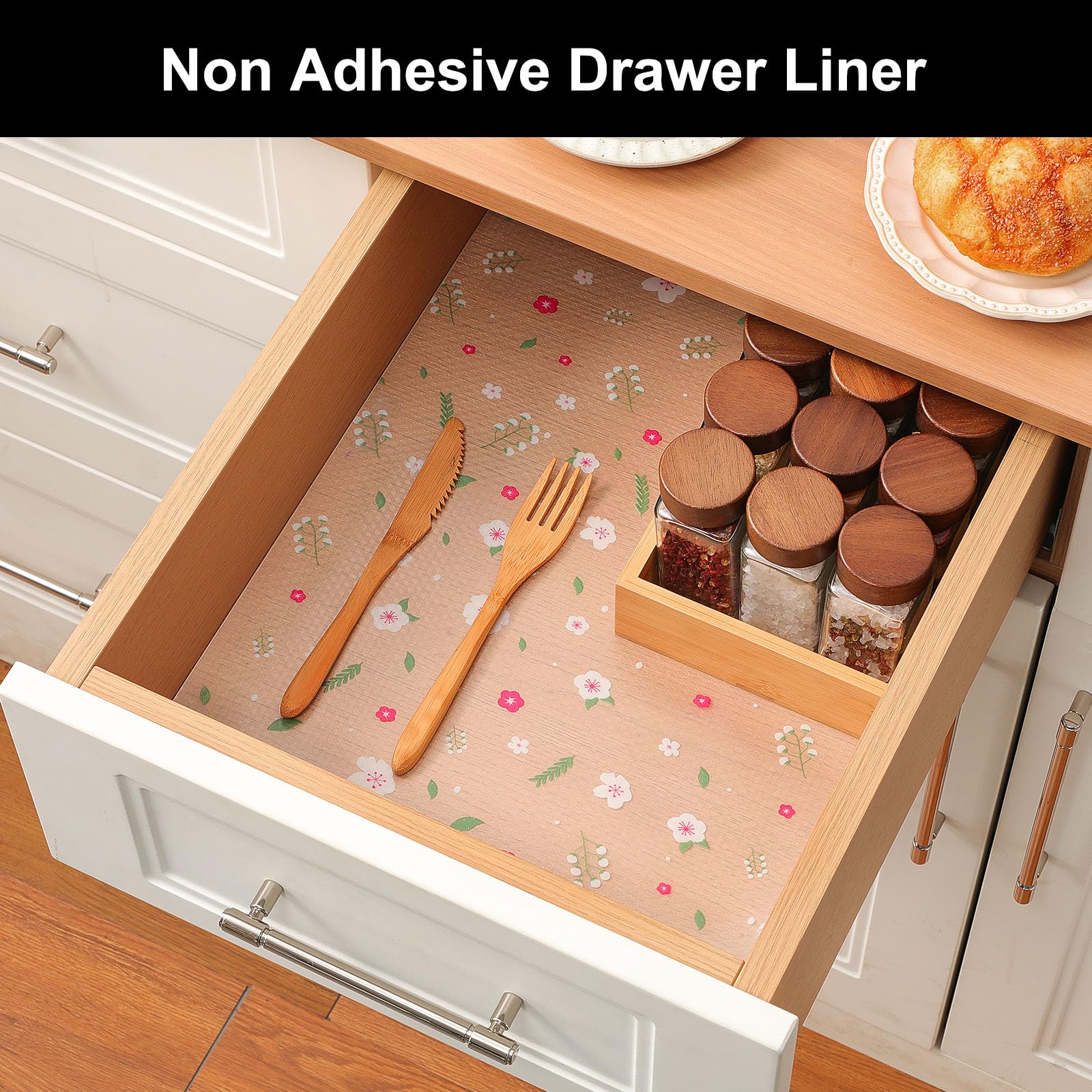 Cooyes Shelf Liner – Premium Non-Adhesive Cabinet & Drawer Liner for Kitchen – Waterproof Shelf Paper with Modern Pattern – Durable EVA Cabinet Mat – Easy to Cut （11.8" W x 120" L）