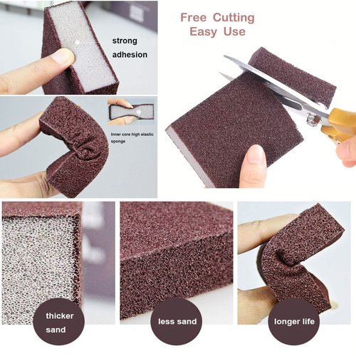 JCKHXG 5 Pack Emery Magic Wipe Sponge, Nano Carborundum Sponge, Emery Sponge Brush Eraser Scrub, Pot Scrubber Scouring Pad Kitchen Magic Cleaning Sponge for Removing Rust Cleaning Pots and Pans