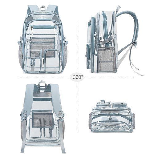 abshoo Large Clear Backpack For Girls Women Heavy Duty Clear Bookbag for School Transparent Backpack (Baby Blue)