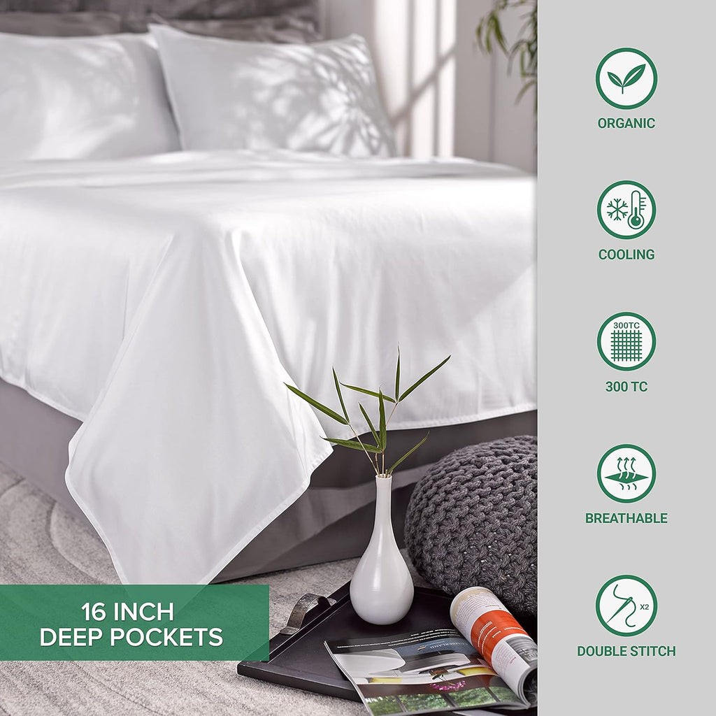 Pure Bamboo Short Queen Sheets - 100% Organic Viscose, Soft & Cooling Bed Set (60"x75") | Charcoal Color, 2-Year Quality Promise