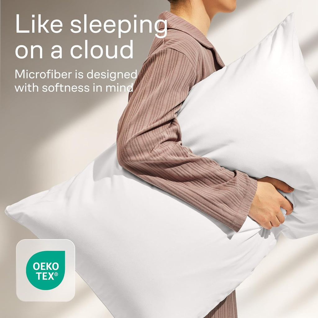 Ultra Soft Pillow Protectors - King Size Zippered Set of 4 | 100% Stain, Dust & Dirt Protection - Machine Washable (White)