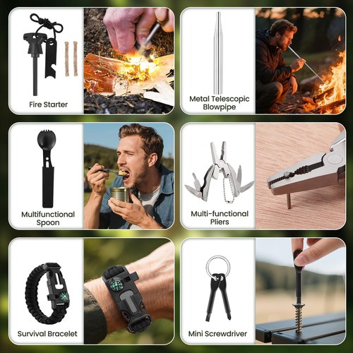 Survival Kit Advent Calendar 2025 Adult for Men Teen - Survival Tools 24 Days Christmas Countdown - 2025 Xmas Surprise Gift for Outdoor Fishing Camping Hunting Enthusiasts