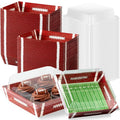 Potchen 50 Pack Football Party Charcuterie Boxes with Clear Lids Rugby Paper Snack Tray with Window Dessert Cake Box for Pizza Taco Fries Football Theme Birthday Game Day Supplies Favors