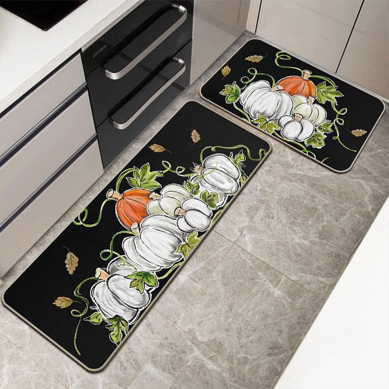 Halloween Pumpkin Rugs Set - Non-Slip Kitchen Floor Mats - F Variation 16x24in+16x48in