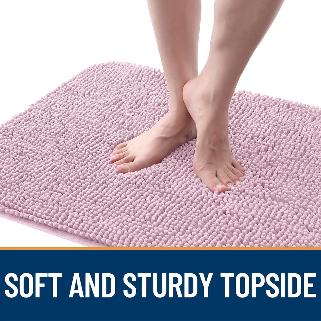 OLANLY Dog Door Mat - Absorbent Non-Slip Chenille Mat for Muddy Paws | Quick Dry 70x46, Dusty Rose