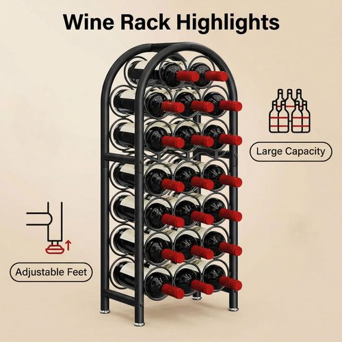 Dazioter Wine Rack Freestanding Floor Metal Holders Stands Organizer Storage 23 Bottles Black