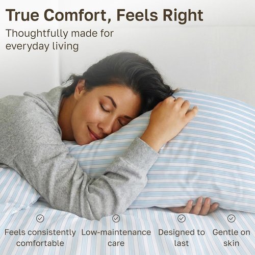 California Design Den 100% Cotton Twin Size Sheets Set - 400 Thread Count, Award-Winning Sateen Finish, Cape Stripe Blue