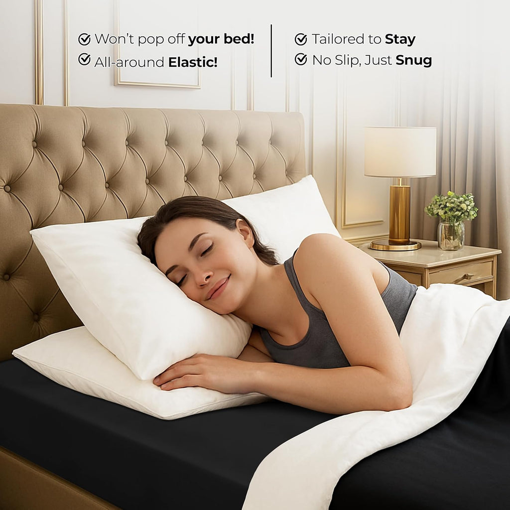 Utopia Bedding King Fitted Sheet - Deep Pocket Soft Microfiber - Fade Resistant & Easy Care (Black)