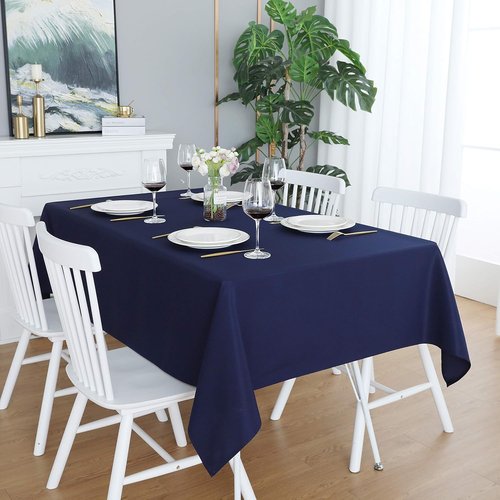 FOLINS&HOME Navy Blue Square Tablecloth - Wrinkle-Free, Waterproof Polyester | Heavy-Duty, Washable 54 x 54 Inch