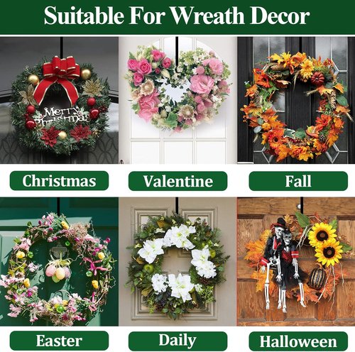 GP Life Wreath Hanger - Adjustable 15 to 25 Inches for Front Door | 20 lbs Capacity, Black