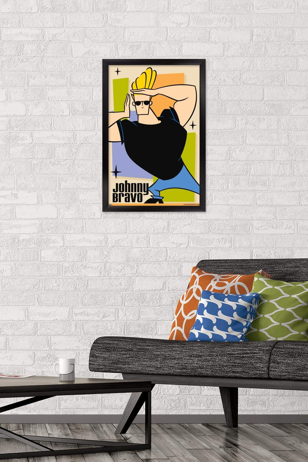 Trends International Johnny Bravo - Pose Wall Poster, 22.4L x 14.7W, Black Framed Version