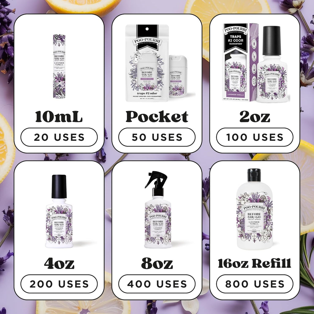 Poo-Pourri Before-You-Go Toilet Spray - Lavender Vanilla Travel Size 10 mL | Odor Eliminator