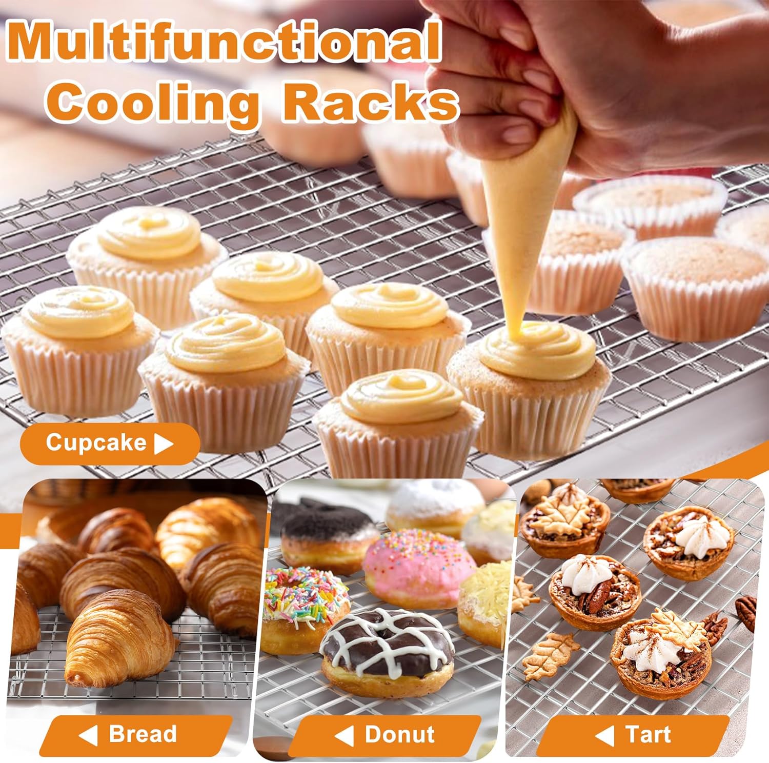 TeamFar Stainless Steel Baking Sheet Set - Heavy Duty Non-Toxic Cookie Sheets & Cooling Racks | 6 PCS (3 Pans + 3 Racks)