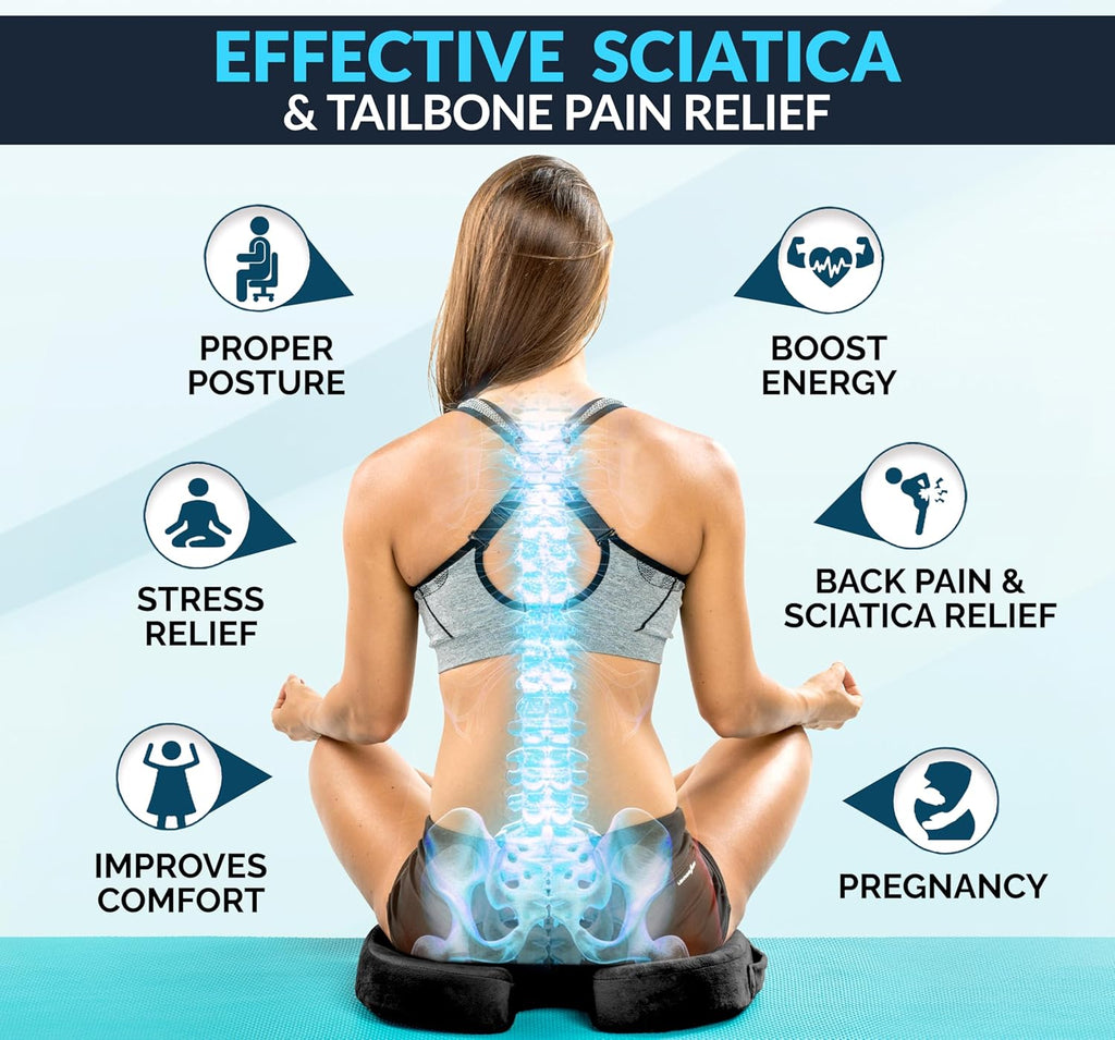 ComfiLife Premium Gel & Memory Foam Seat Cushion - Doctor Recommended for Back & Sciatica Pain Relief | Black