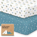 KeaBabies Organic Crib Sheets - 2-Pack Fitted Jersey Cotton for Baby Bed | Soft & Cute Dragon Tale Prints, 52x28