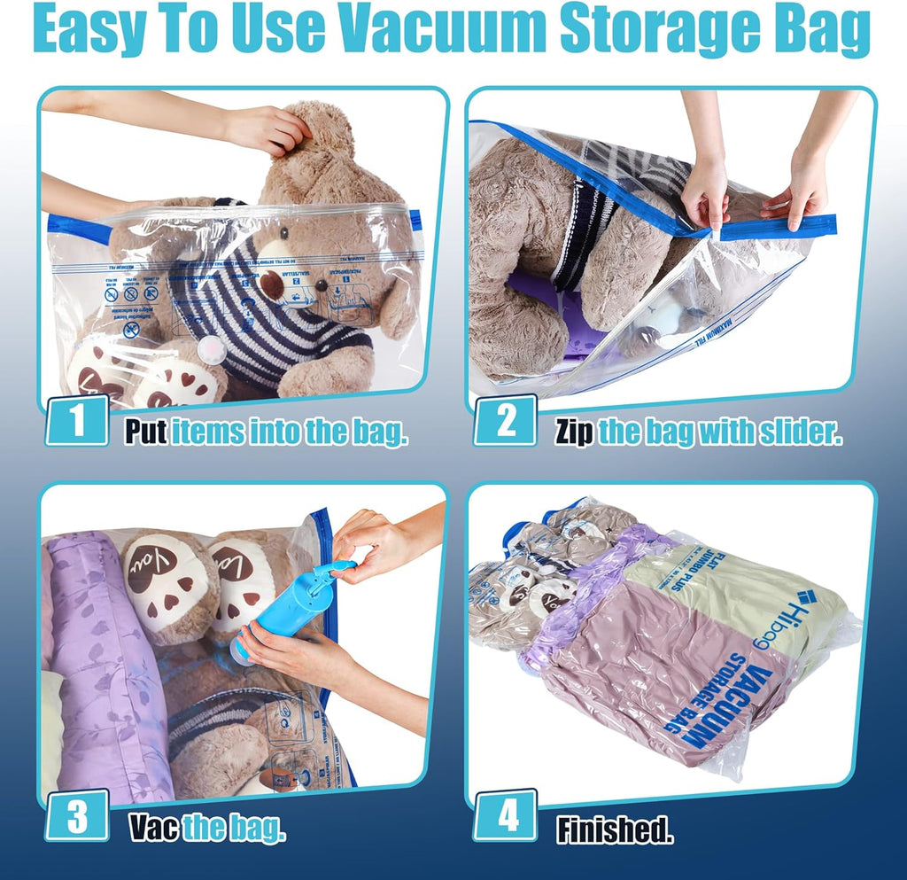 Skiennix Jumbo Vacuum Storage Bags - Extra Large Seal Bags for Bedding, Blankets & Clothing (3J + 3XXL)