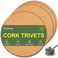 Tnuynoy 4 Pack 7.5" Cork Trivets for Hot Dishes, Hot Pots and Pans, Heat Resistant Non-Slip Cork Hot Pads for Kitchen Countertops Table, Scratch & Stain Protection, Round Hot Pan Coaster