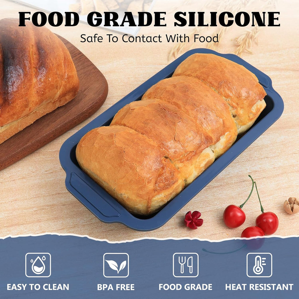 Skiennix Silicone Bread Pan - 9.5 x 5 Inch Nonstick Loaf Pan with Metal Frame | Ideal for Baking Sourdough & Banana Bread