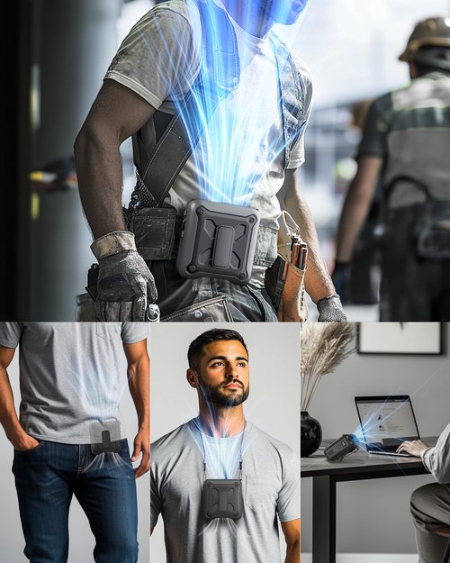 Portable Waist Fan Clip on Belt Under Shirt w/LED Display & Flashlight, 8000mAh Battery Powered, Rechargeable 5-Speed 14600RPM Personal Cooling Fan for Construction, Warehouse, Outdoor Jobsite,Black