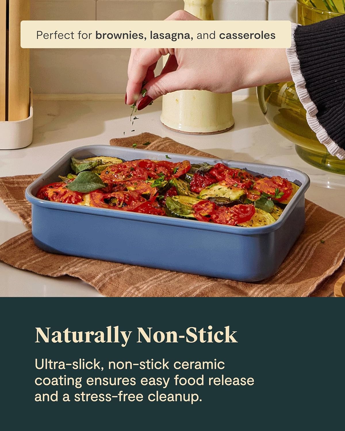 Caraway Nonstick Baking Pan Duo - 9” x 6.5” Deep Ceramic Pan, Non-Toxic & PTFE Free - Sage Color