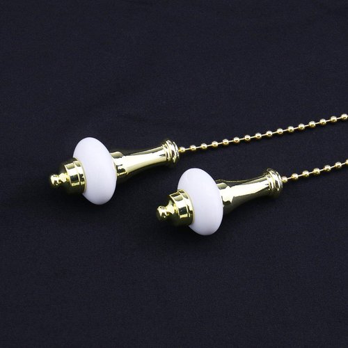 Create idea 2pcs Ceiling Light Fan Switch Pull Cord Weight Handle Chain Extension Beaded Stainless Steel Ceramic Gold 1m