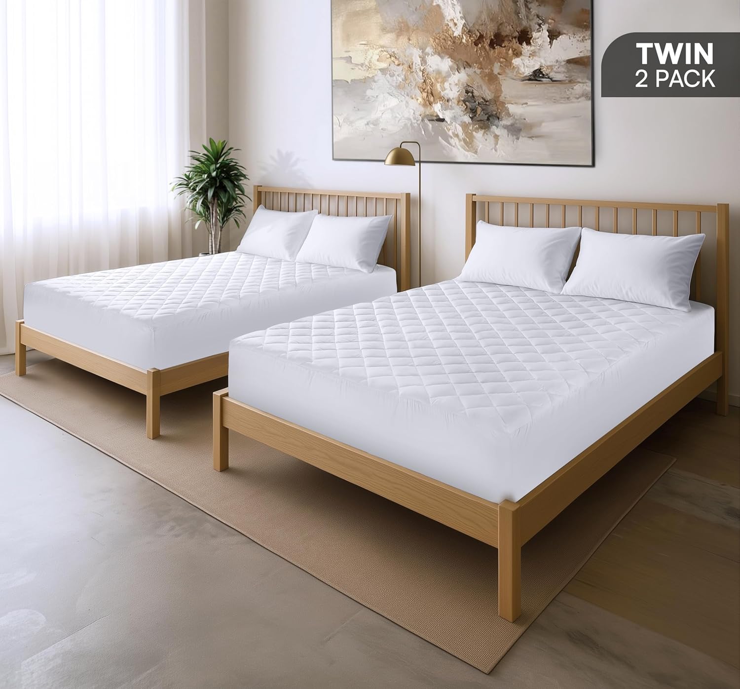 Utopia Bedding Twin Size Quilted Fitted Mattress Pad - Deep Pocket Protector, Machine Washable (White)