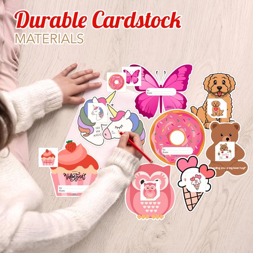4E's Novelty 48 Pack Valentines Day Cards with Temporary Tattoos - 8 Designs, Bulk Valentine Cards for Kids Classroom Exchange Gifts for Kids School, Valentines Party Favors for Girls Boys