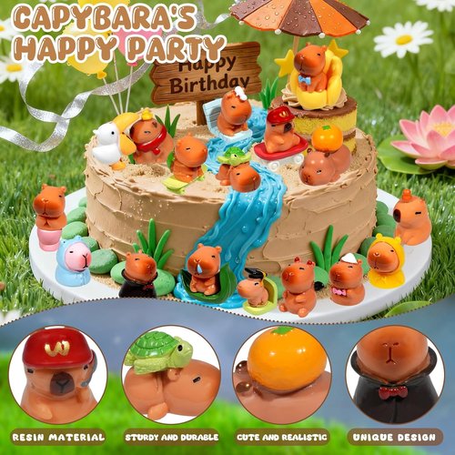 Exasinine 26-Piece Miniature Capybara Figurine Set - Resin Decor for DIY Fairy Gardens & Home Parties