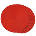 FunWheat Round Braided Placemats Set of 8 Place Mats for Dining Table Woven Washable Non-Slip Table Mats 15 Inch(Red,8pcs)