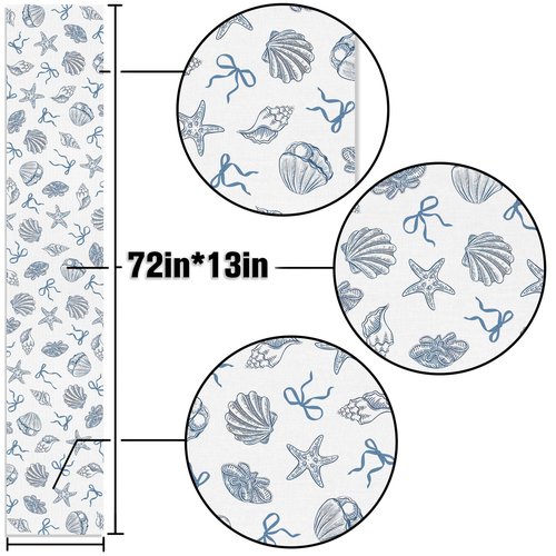Buxiuer Blue Bow Coastal Table Runner Last Toast on The Coast Bachelorette Party Decorations Summer Nautical Ocean Dining Room Home Kitchen Island Decor (13" x 72")