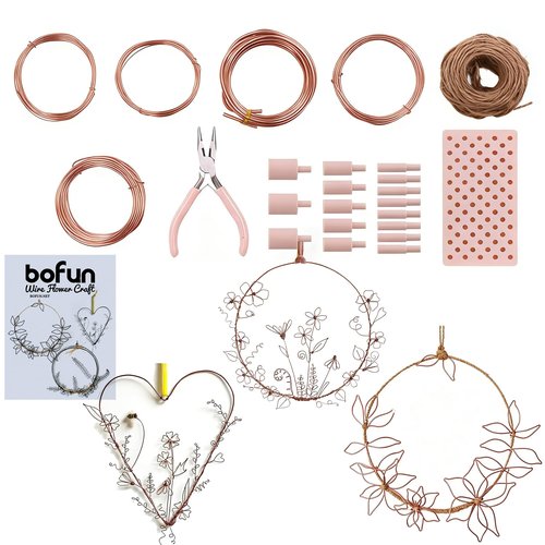 BoFUN Wreath Craft Kit for Adult, Women, Teens, DIY Wire Wreaths Making Supplies for Outdoor Porch, Indoor Wall Hanging, Perfect for Spring, Summer, Fall, Halloween & Christmas Holiday Decor (Gold)