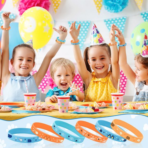 JUNEBRUSHS 42 Pcs Blue Dog Theme Silicone Wristbands, Baseball Party Favors Rubber Bracelets for Birthday Theme Party Supplies Classroom Rewards Pinata Stuffers Family Games Kids Goodie Bag Gifts