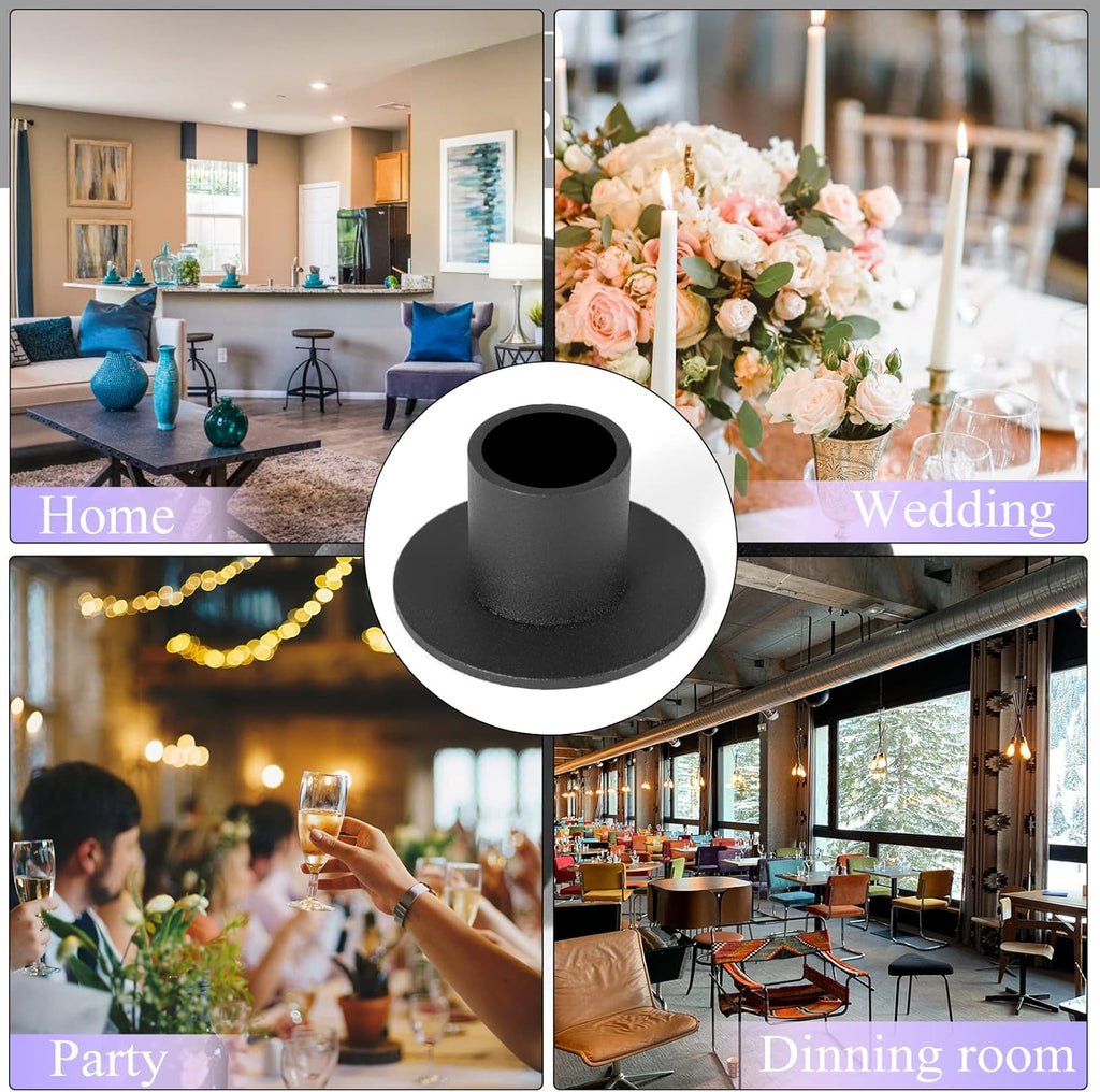 Regine Switzerland Black Candle Holders - Retro Farmhouse Decor for Home & Weddings | Set of 4