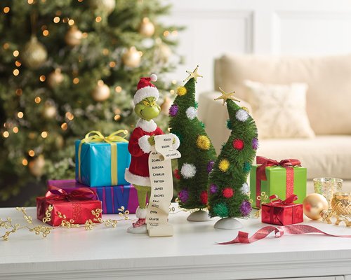 Department 56 Possible Dreams Dr. Seuss Grinch Wonky Christmas Tree Figurine, 13.25 Inch, Multicolor
