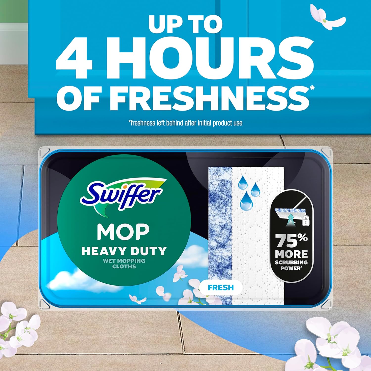 Swiffer Heavy Duty Mop Refills - Multi-Surface Cleaning Cloths with Outdoor Fresh Scent | 20 Count