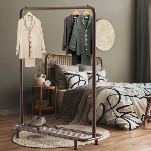 Simple Houseware Clothing Rack with Industrial Pipe and Bottom Shelves, Bronze