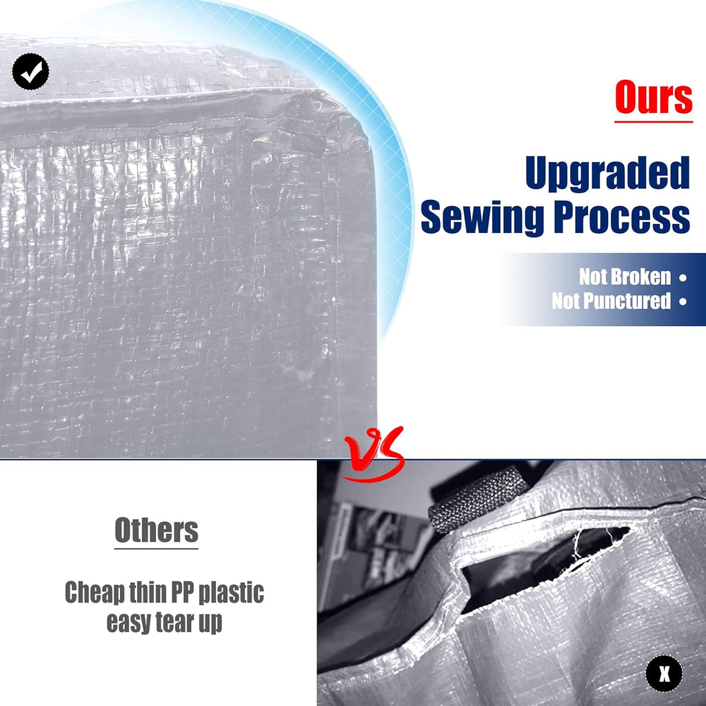 Cosy Family Heavy Duty Moving Bags - 12 Pack with Backpack Straps & Strong Zippers | X-Large Silver Storage Totes