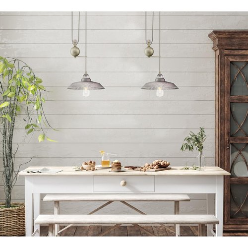 Westinghouse 6117000 Iron Hill Vintage-Style One-Light Indoor Pulley Pendant Light, Galvanized Steel Finish, Metal Shade