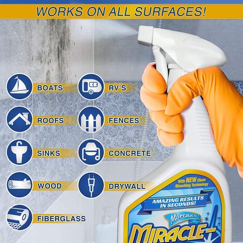 MiracleMist Instant Mold and Mildew Stain Remover 32 Oz. by Encore Coating | 2 Pack (64 Oz Spray)