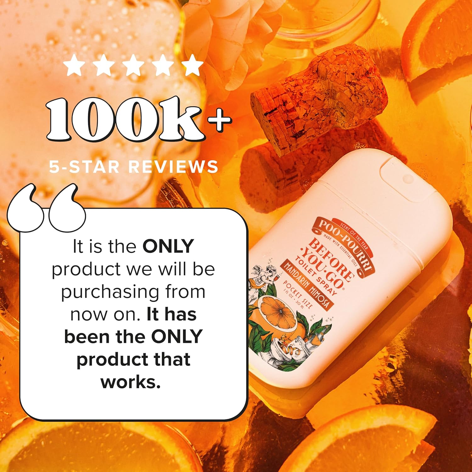 Poo-Pourri Pocket Toilet Spray - Mandarin Mimosa Travel Deodorizer | 1 Fl Oz, Up to 50 Uses, TSA Approved